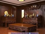 Mẫu phòng thờ gia tiên đẹp, mẫu phòng thờ có cả ban thờ phật và gia tiên BT35