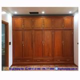 tủ quần áo 6 cánh 2 tầng gỗ hương, tủ áo âm tường đẹp TA33