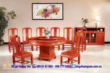 Mẫu bàn ăn tròn 8 ghế đẹp gỗ gụ giá rẻ BA13