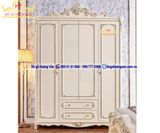 Mẫu tủ quần áo gỗ gõ đỏ sơn màu trắng  TA112