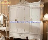 Tủ quần áo tân cổ điển sơn trắng đẹp TA110