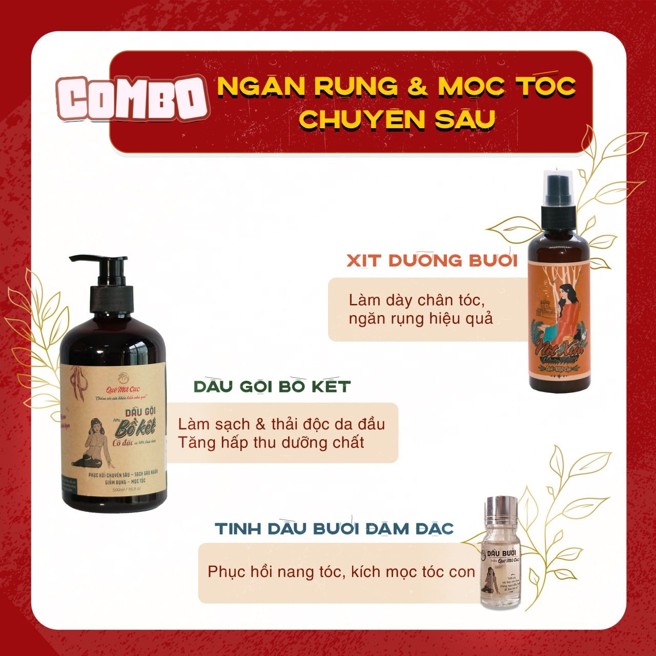  BỘ CHĂM SÓC TÓC TRỊ GÀU - RỤNG - KHÔ - XƠ TỪ SPA QUÊ MỘT CỤC 