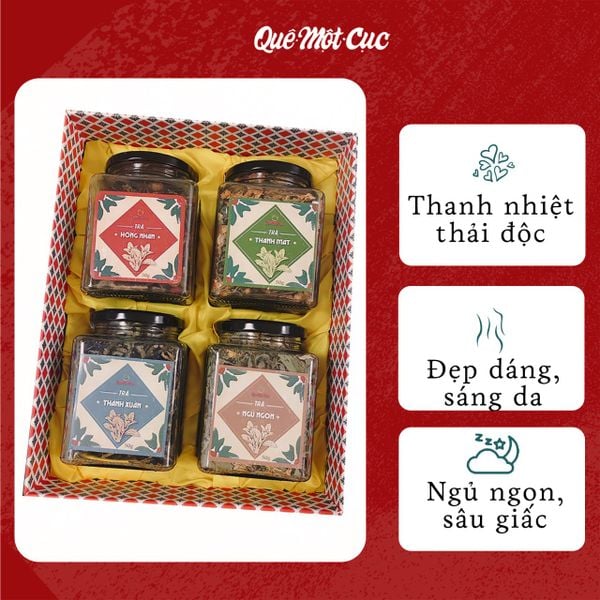  TRÀ HOA THẢO MỘC ĐẬU BIẾC, HOA CÚC, HOA HỒNG - HANDMADE QUÊ MỘT CỤC 