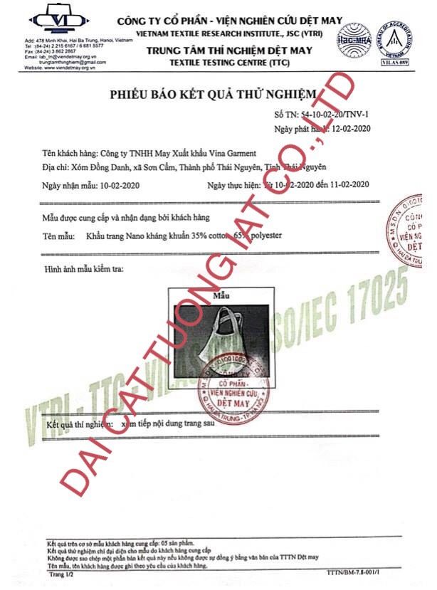 Vietnam Anti - microbial Fabric Mask