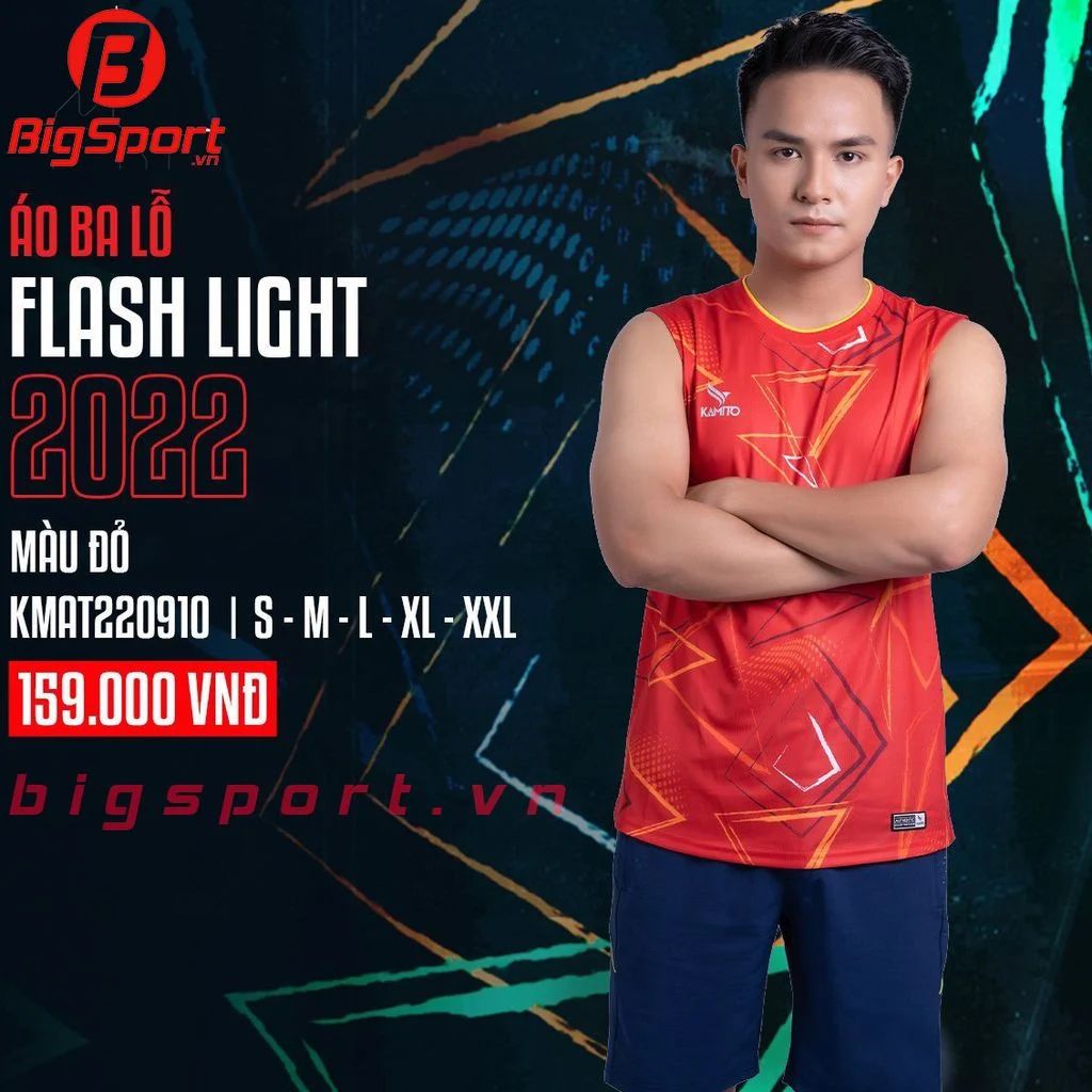 Áo cầu lông nam sát nách Kamito Flash Light