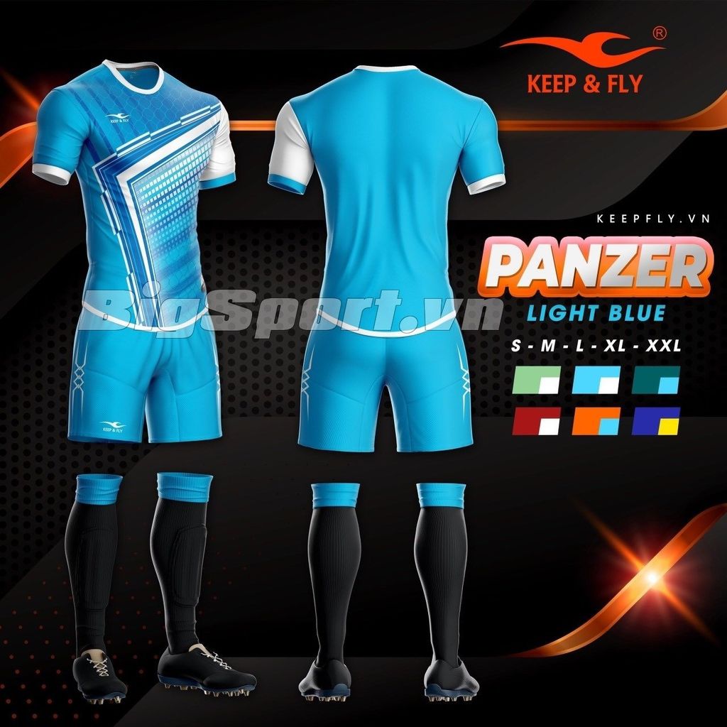 Bộ Quần áo bóng đá không logo Keep Fly Panzer xanh ya-chính hãng