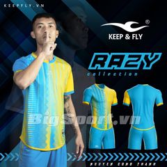 Quần áo bóng đá không logo Keep Fly Razy xanh ya-chính hãng