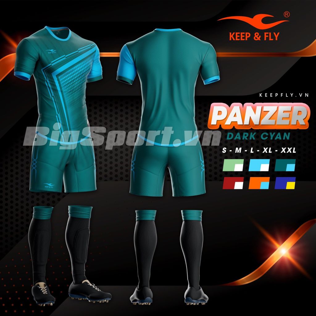 Bộ Quần áo bóng đá không logo Keep Fly Panzer xanh lý-chính hãng