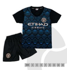 Quần áo bóng đá trẻ em Manchester City xanh đen