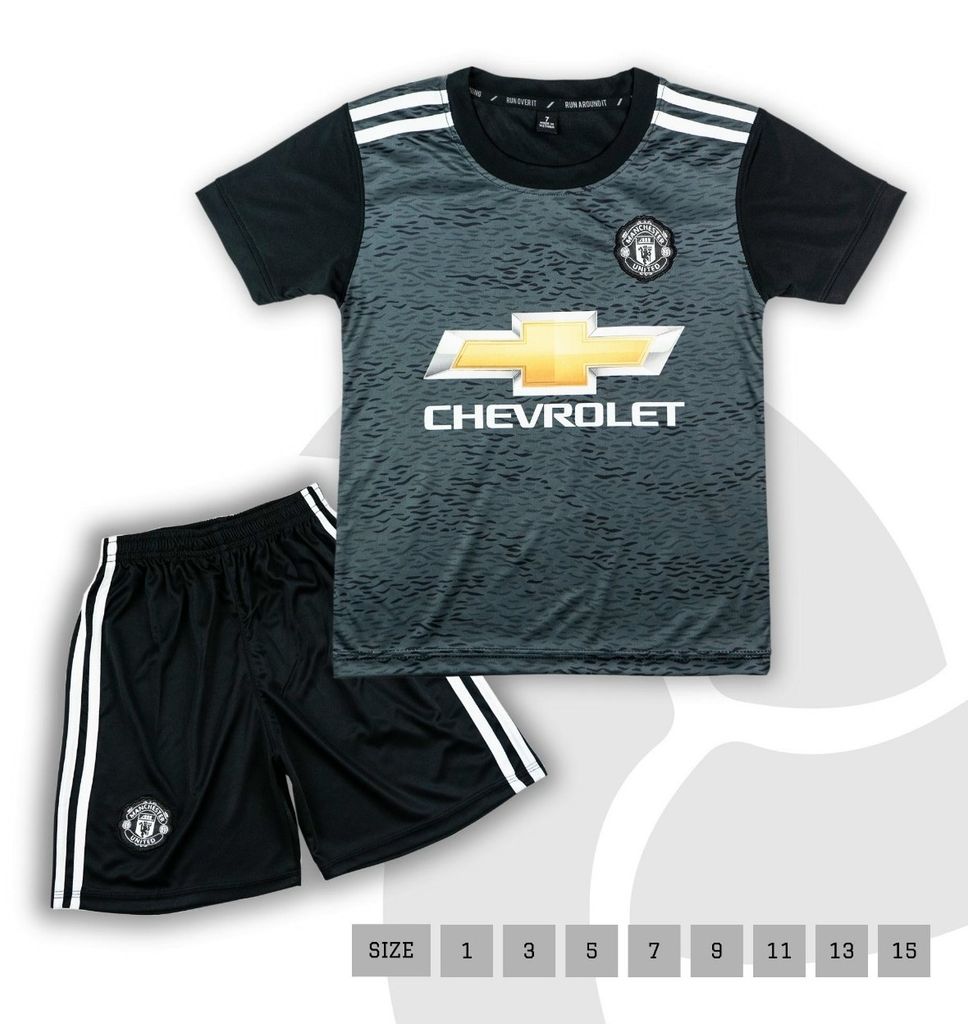 Áo bóng đá trẻ em Manchester United màu xám đen