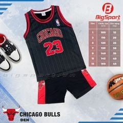 Quần áo bóng rổ trẻ em Chicago màu đen