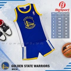 Quần áo bóng rổ trẻ em Warriors màu xanh bích