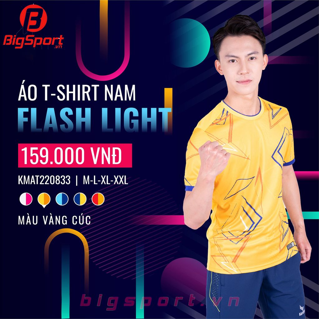 Áo cầu lông nam Kamito Flash Light chính hãng màu vàng