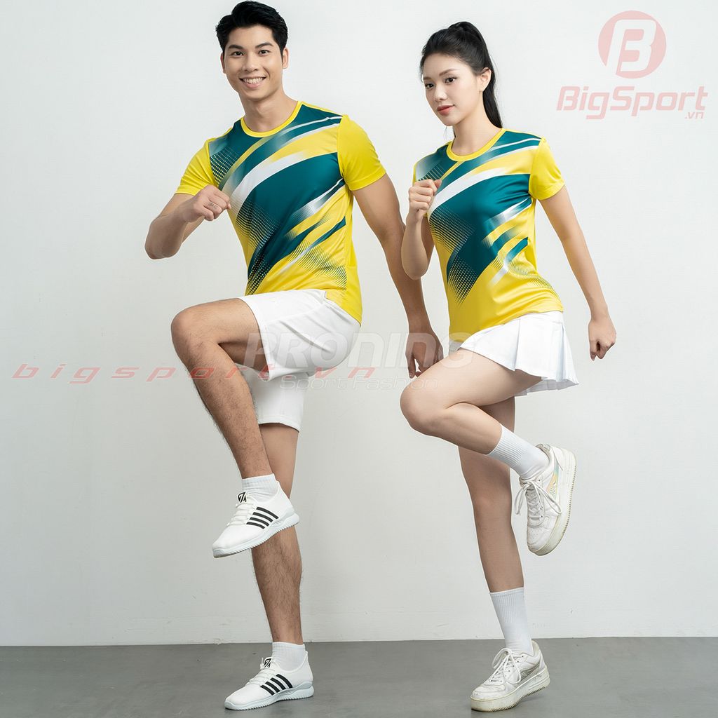 Áo cầu lông nam Proning MC9103 màu vàng phối xanh lục