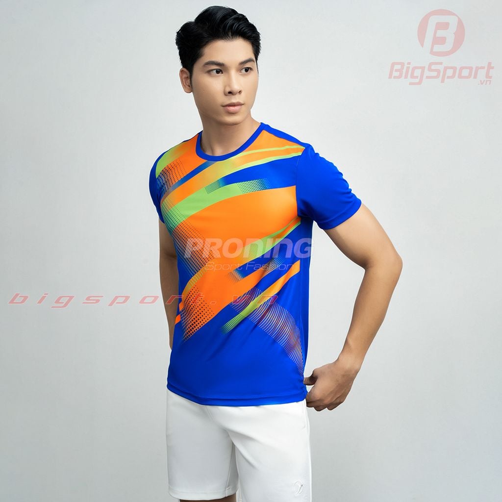 Áo cầu lông nam Proning MC9103 màu xanh bích phối cam