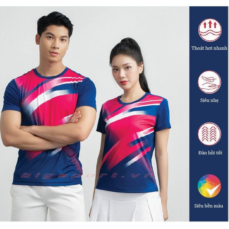 Áo cầu lông nam Proning MC9103 màu xanh navy phối hồng