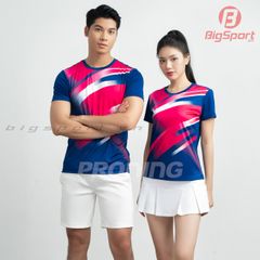 Áo cầu lông nam Proning MC9103 màu xanh navy phối hồng
