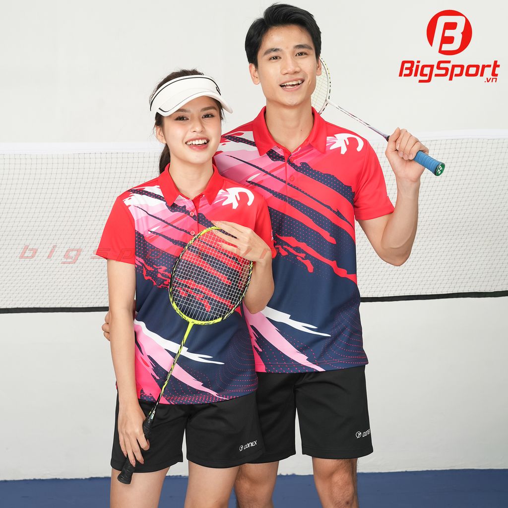 Áo cầu lông nữ DonexPro AC-3832 màu đỏ phối navy