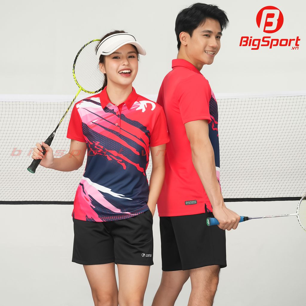 Áo cầu lông nữ DonexPro AC-3832 màu đỏ phối navy