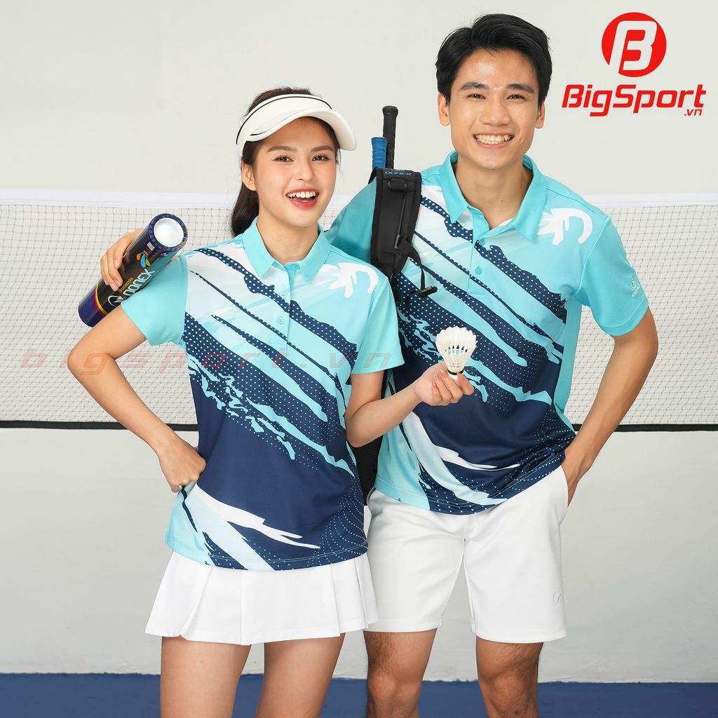 Áo cầu lông nữ DonexPro AC-3832 xanh ngọc phối navy