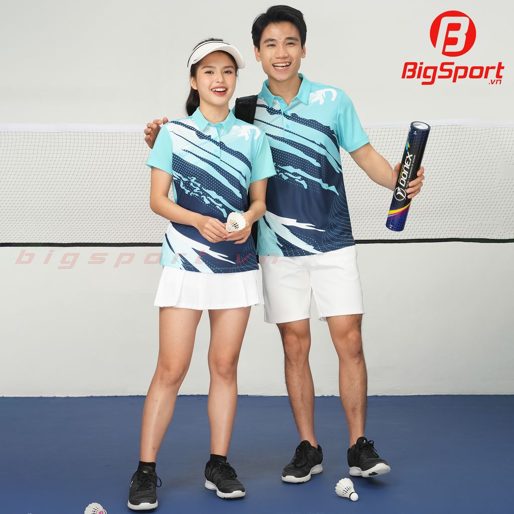 Áo cầu lông nữ DonexPro AC-3832 xanh ngọc phối navy