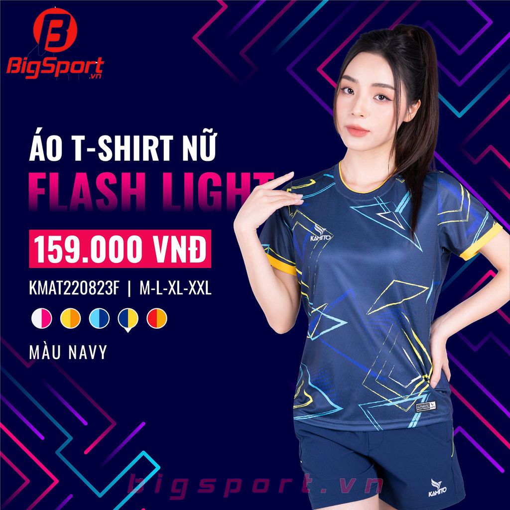 Áo cầu lông nữ Kamito Flash Light chính hãng xanh navy