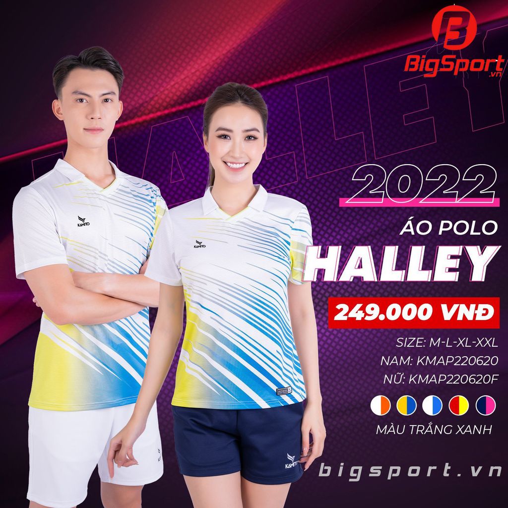 Áo cầu lông nữ Kamito Halley chính hãng màu trắng xanh