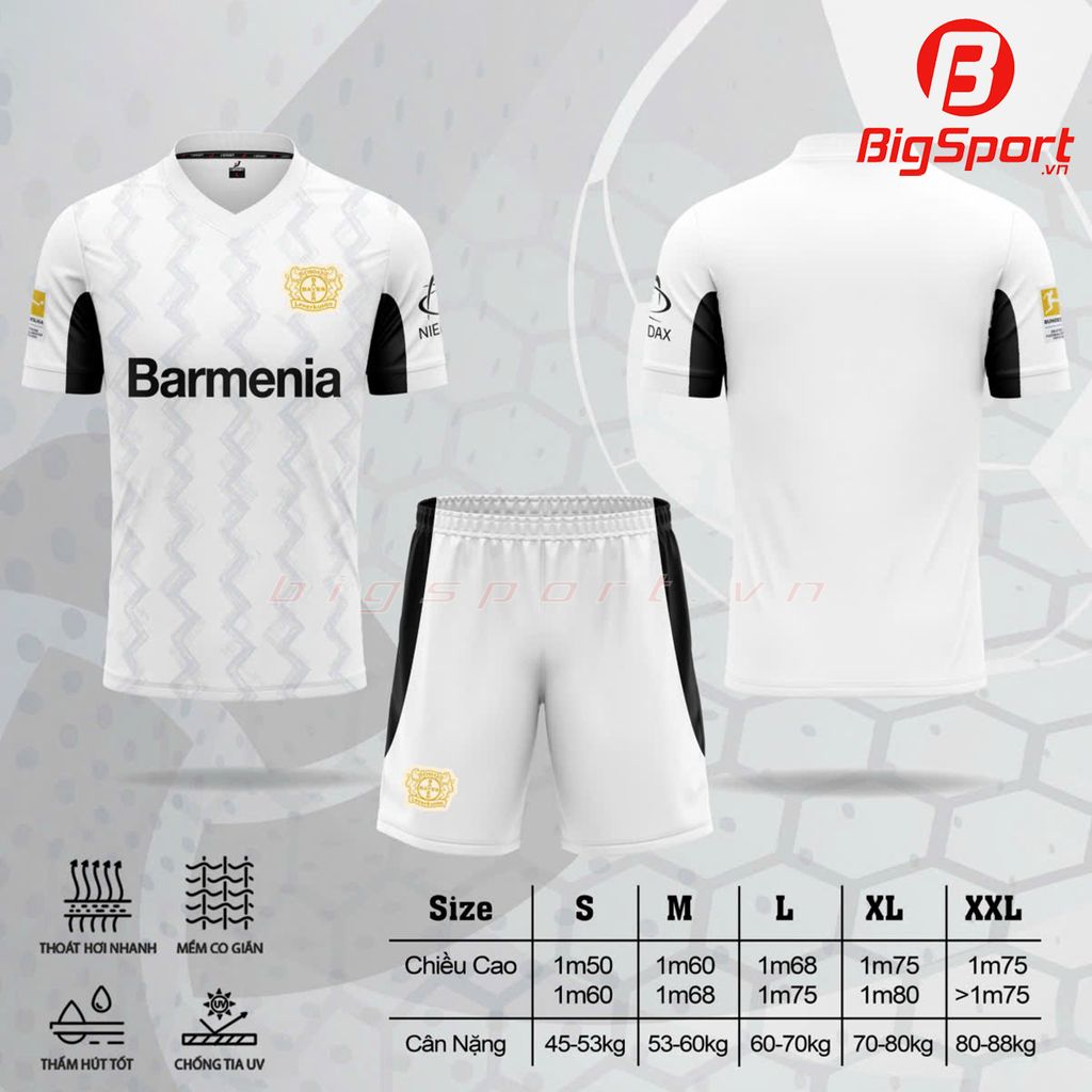 Áo đá bóng Bayer Leverkusen mùa giải 2024 - 2025 màu trắng