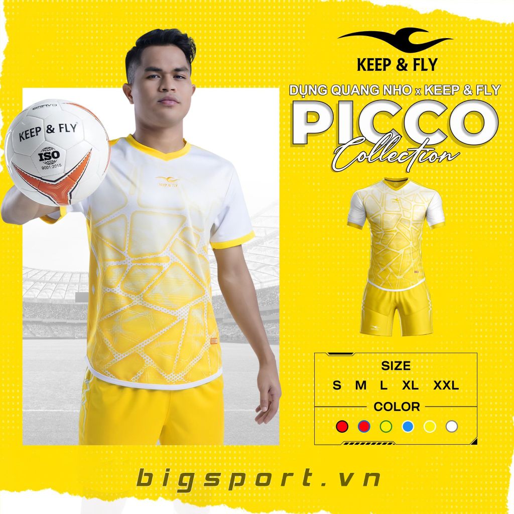 Áo đá bóng Keep Fly Picco màu vàng phối trắng chính hãng