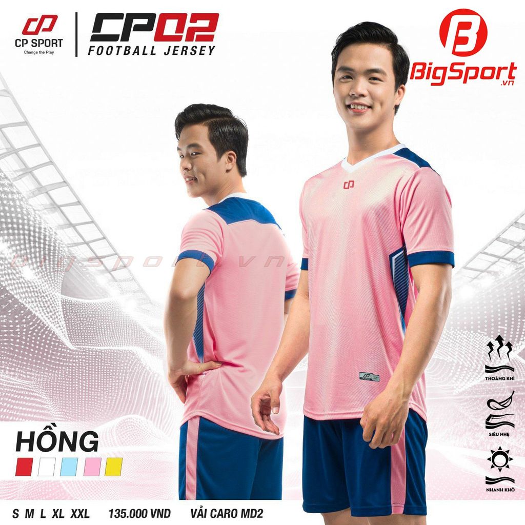 Áo đá bóng không logo CP 02 màu hồng