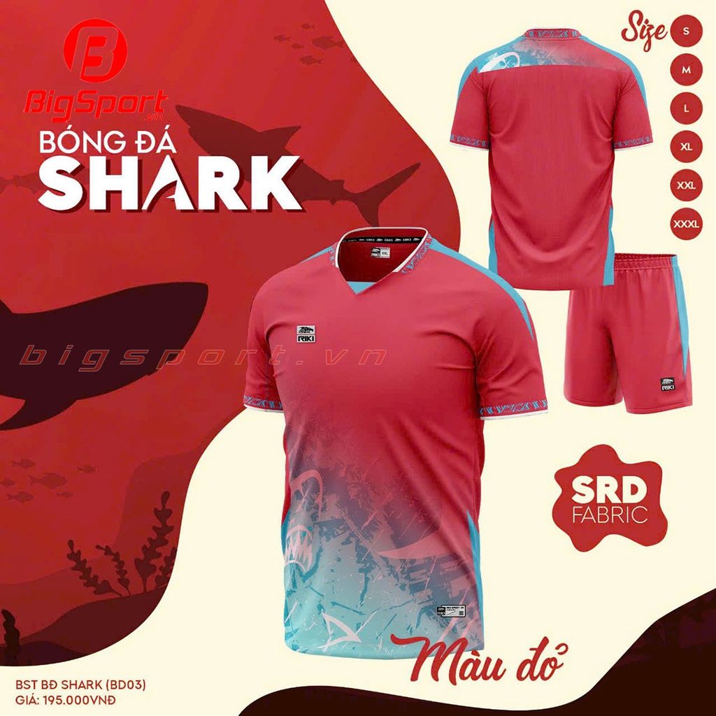 Áo đá bóng không logo Riki Shark