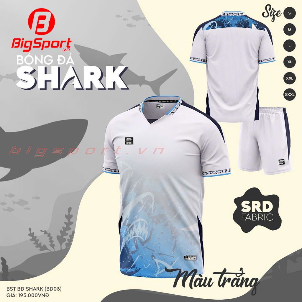 Áo đá bóng không logo Riki Shark