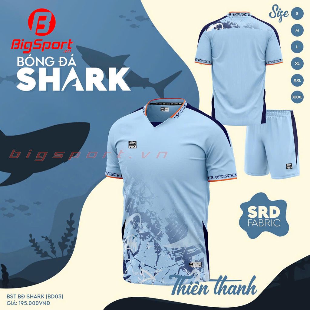Áo đá bóng không logo Riki Shark