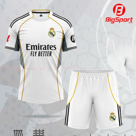 Áo đá bóng Real Madrid sân nhà 2025 - 2026 màu trắng