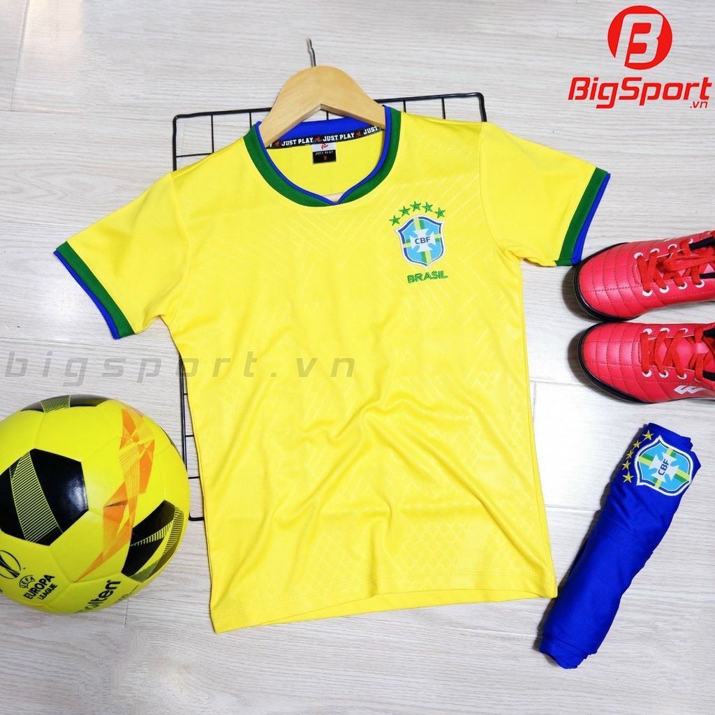 Áo đá bóng trẻ em Brazil sân nhà 2022-2023 màu vàng