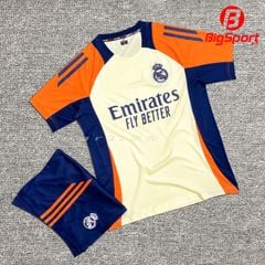 Áo đá bóng training Real Madrid 2025-2026 màu vàng kem