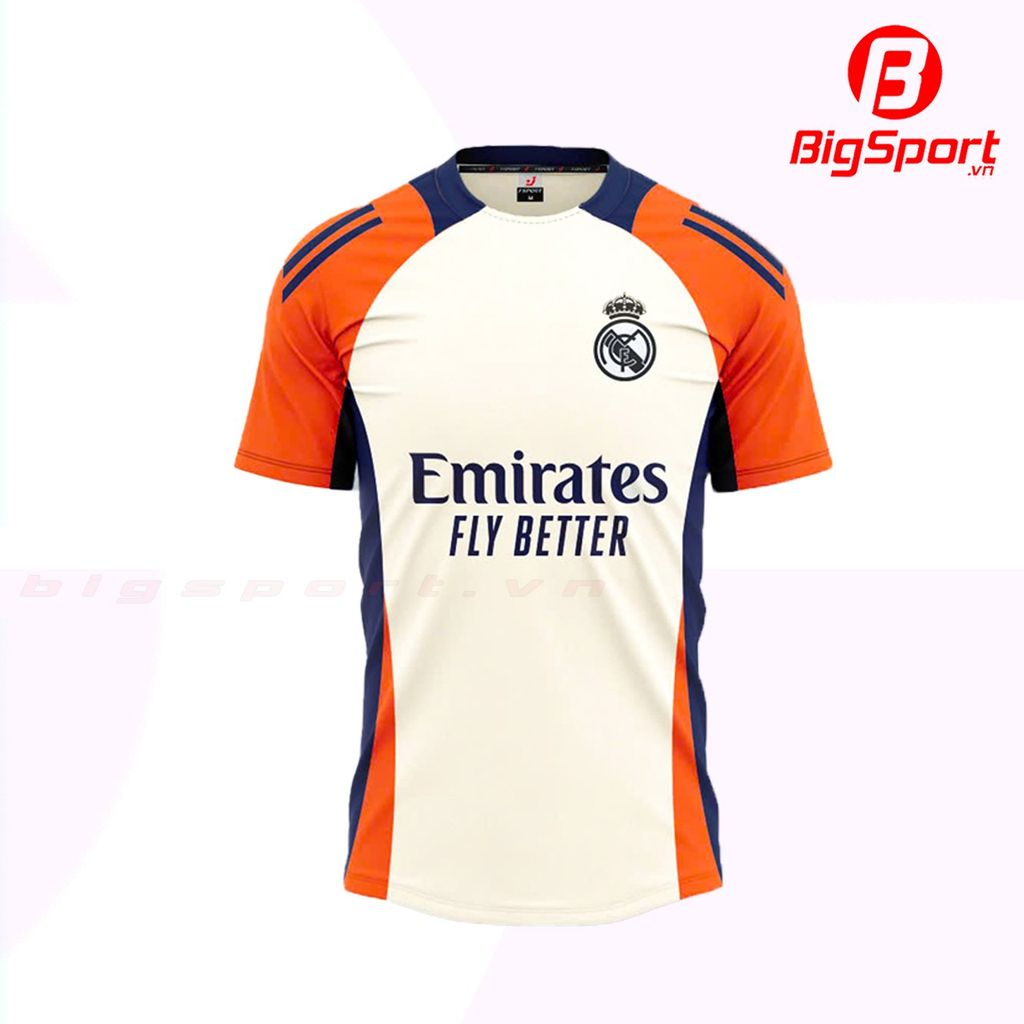 Áo đá bóng training Real Madrid 2025-2026 màu vàng kem