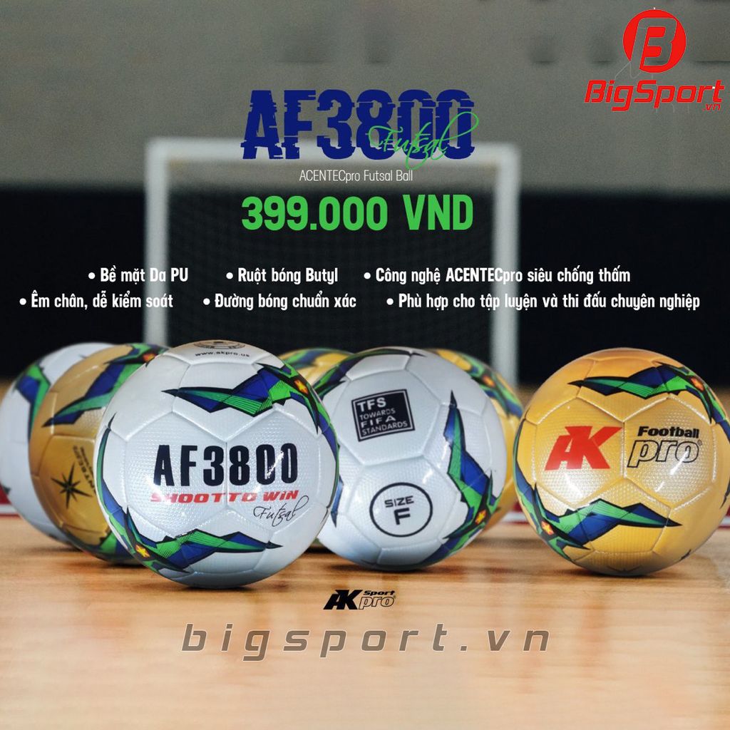 Quả Bóng đá Futsal AkPro AF3800 chính hãng màu vàng