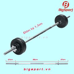 Đòn tạ tập Gym 1,5m xi inox tiện ren cao cấp