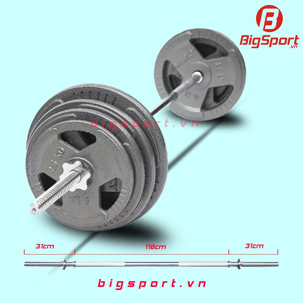 Đòn tạ tập Gym 1,8m xi inox tiện ren