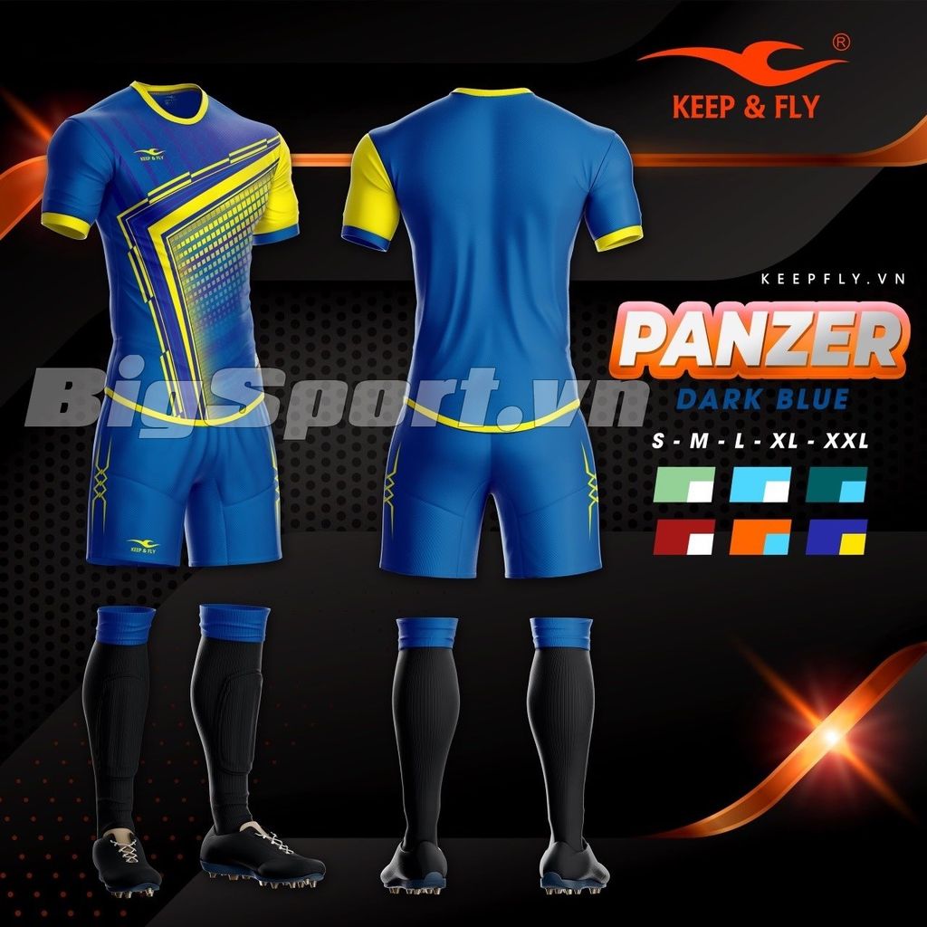 Bộ Quần áo bóng đá không logo Keep Fly Panzer xanh bích-chính hãng