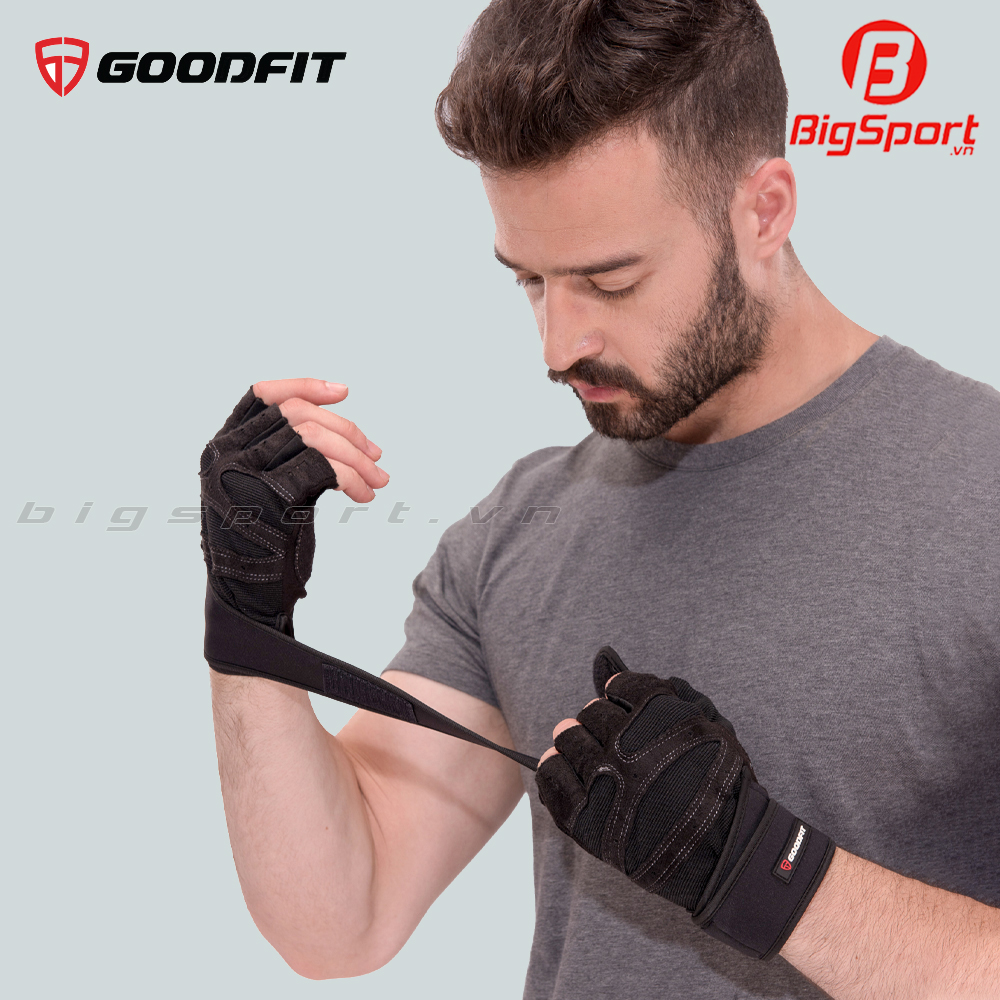 Găng tay tập gym Goodfit GF201G kết hợp quấn chắc chắn, độ bền cao