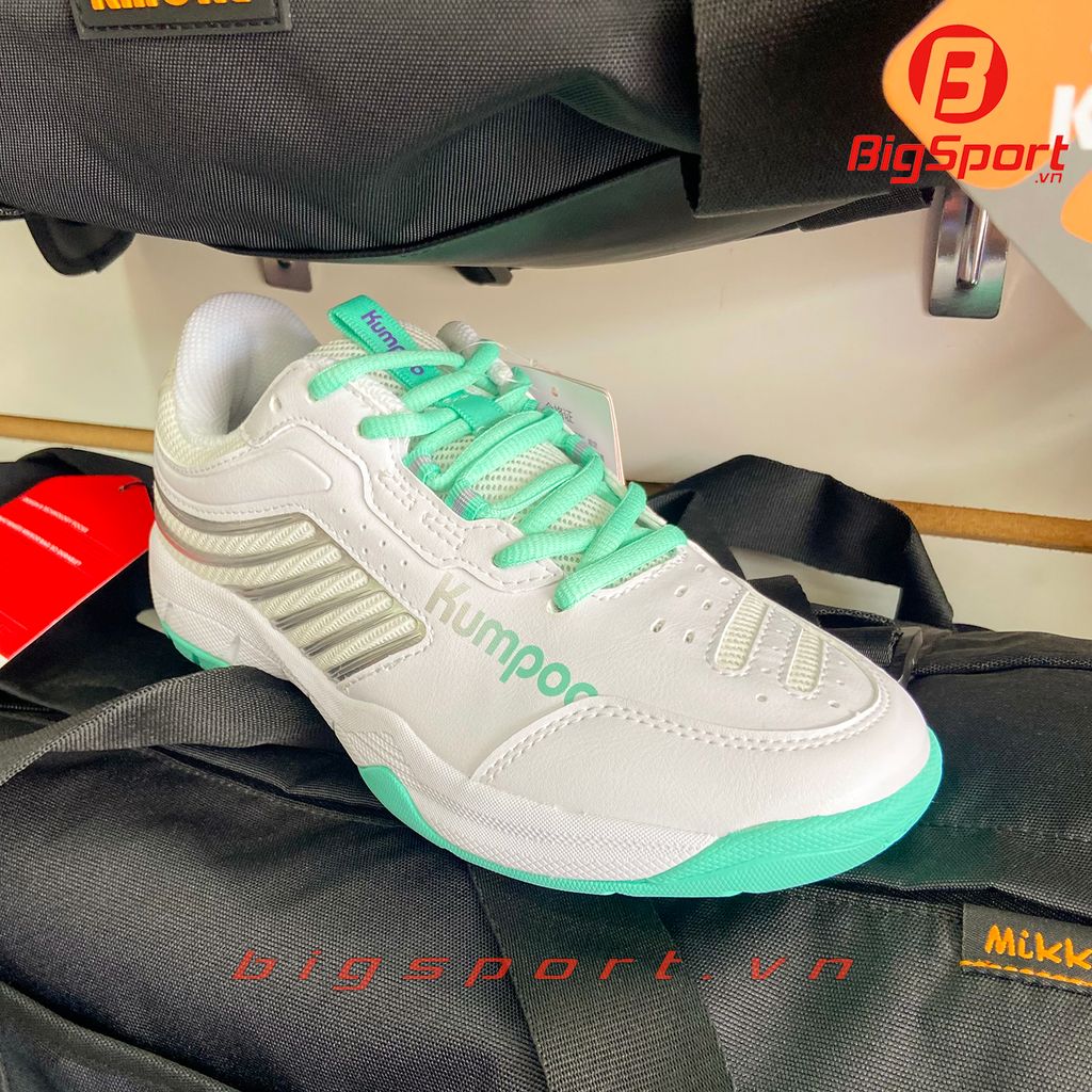 Giày cầu lông Kumpoo E301 màu tráng phối xanh ngọc