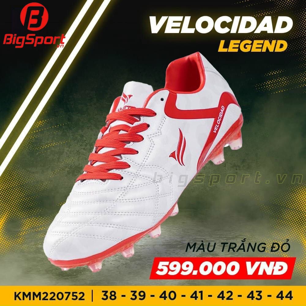 Giày đá bóng sân cỏ tự nhiên Kamito Velocidad Legend màu trắng