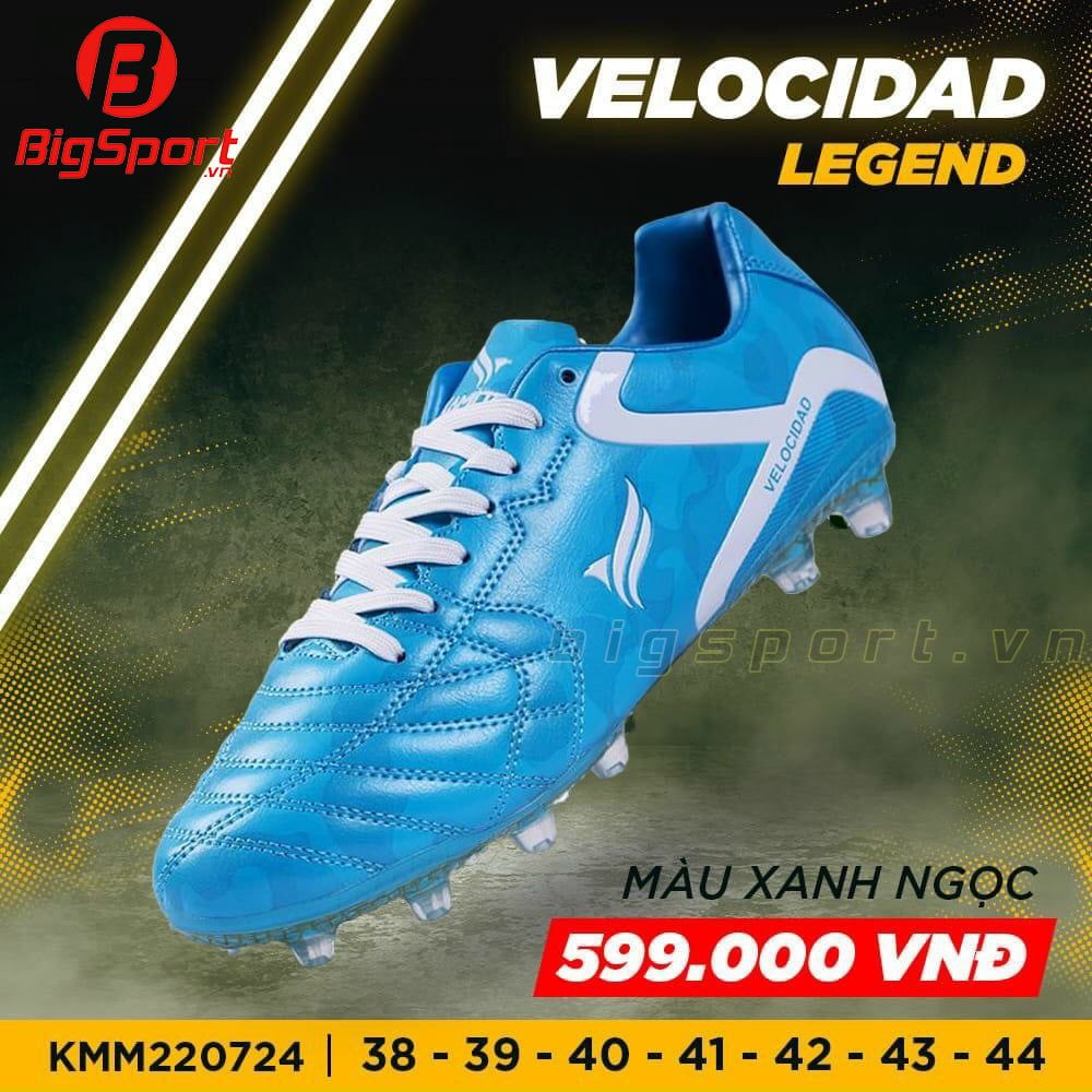 Giày đá bóng sân cỏ tự nhiên Kamito Velocidad Legend xanh ngọc