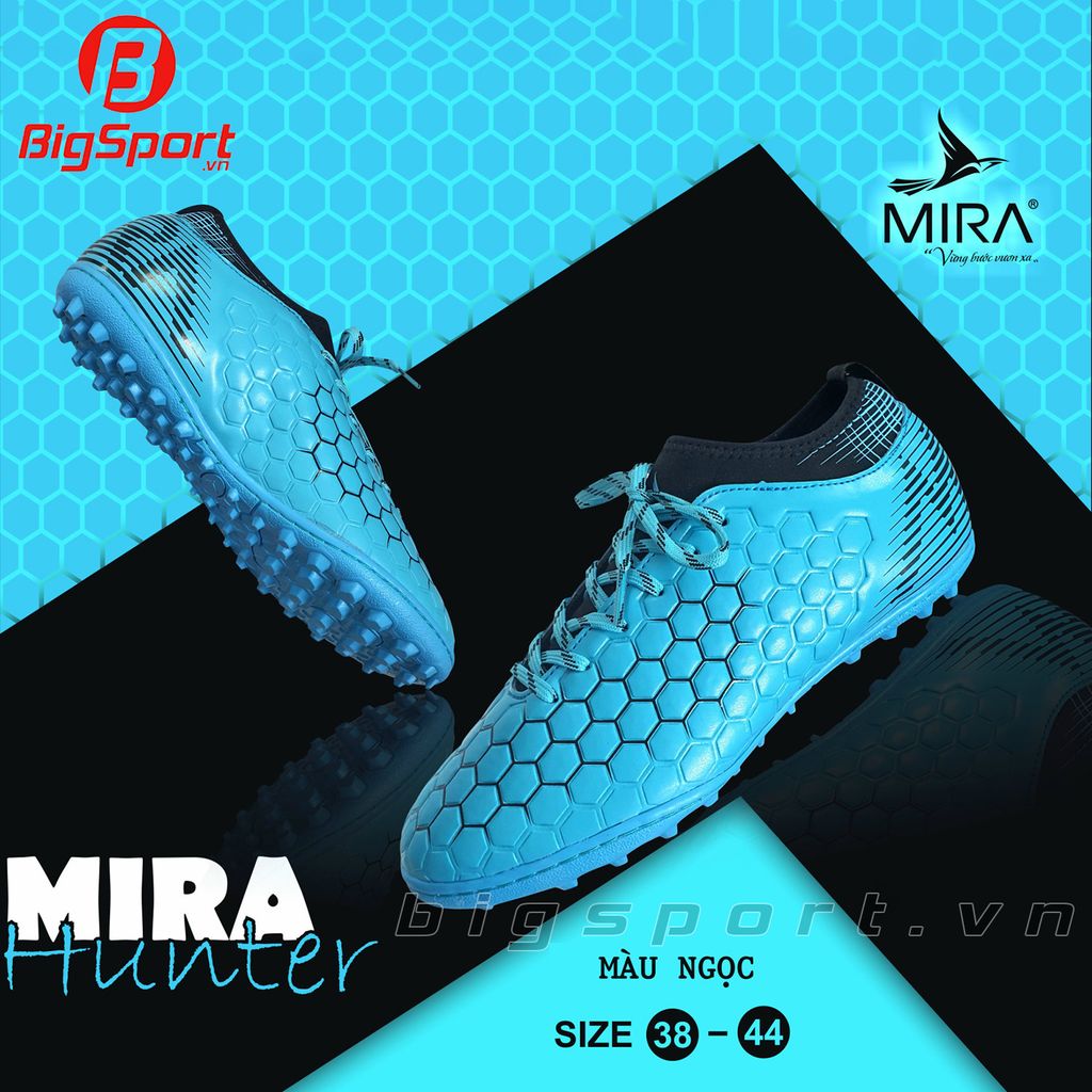Giày đá bóng sân cỏ nhân tạo Mira Hunter màu xanh ngọc