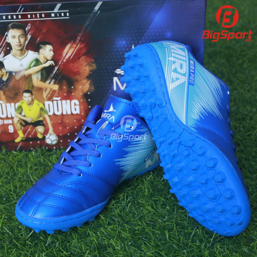 Giày đá bóng sân cỏ nhân tạo Mira Pro chính hãng màu xanh bích