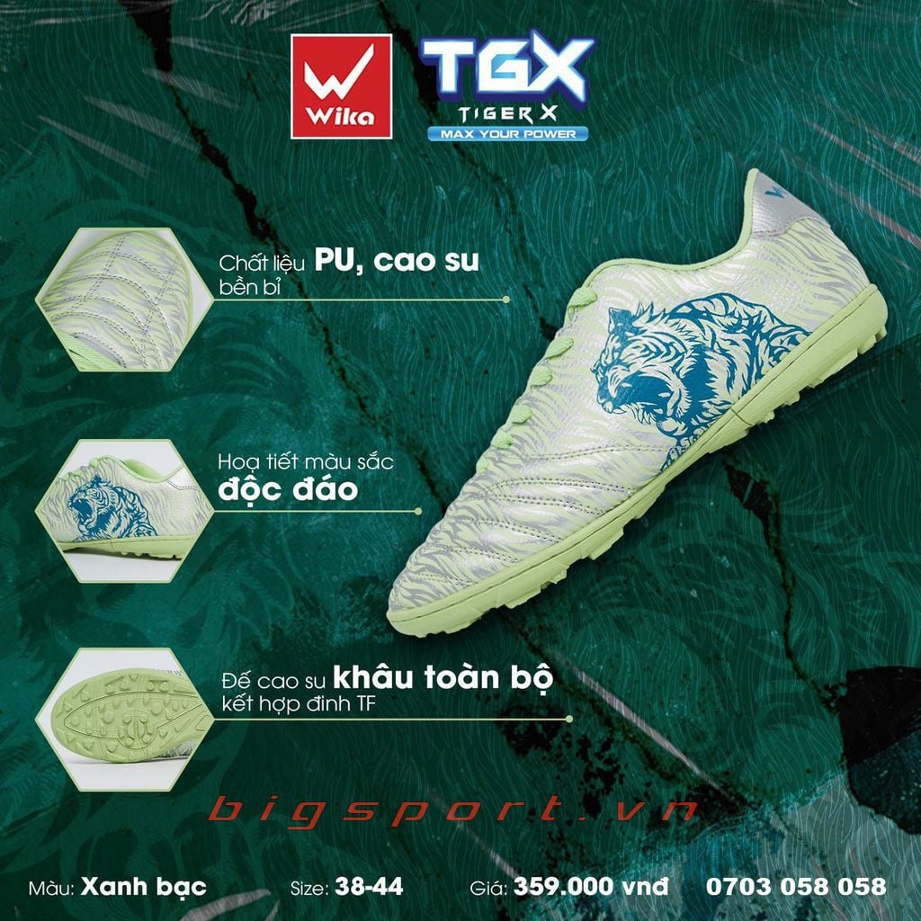 Giày đá bóng sân cỏ nhân tạo Wika Tiger X