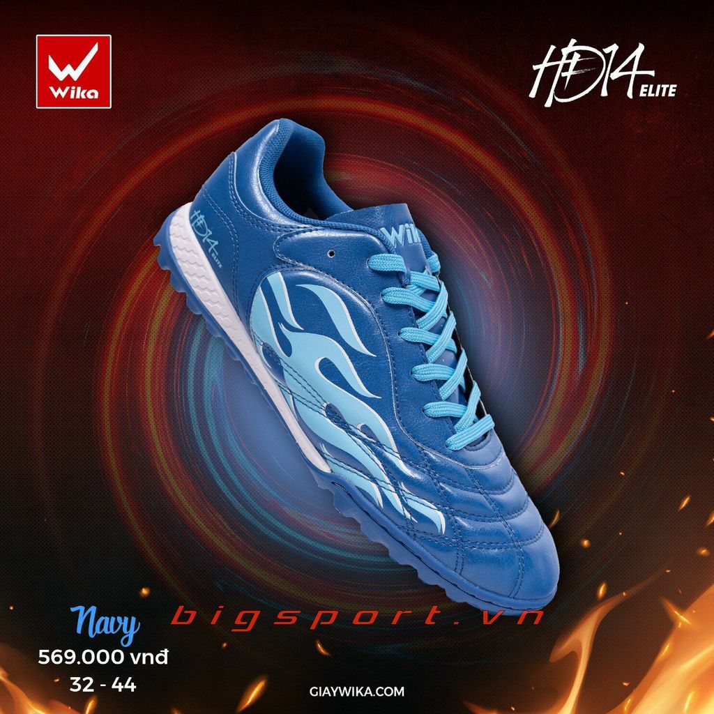 Giày đá bóng sân cỏ nhân tạo Wika HĐ14 Elite màu xanh navy