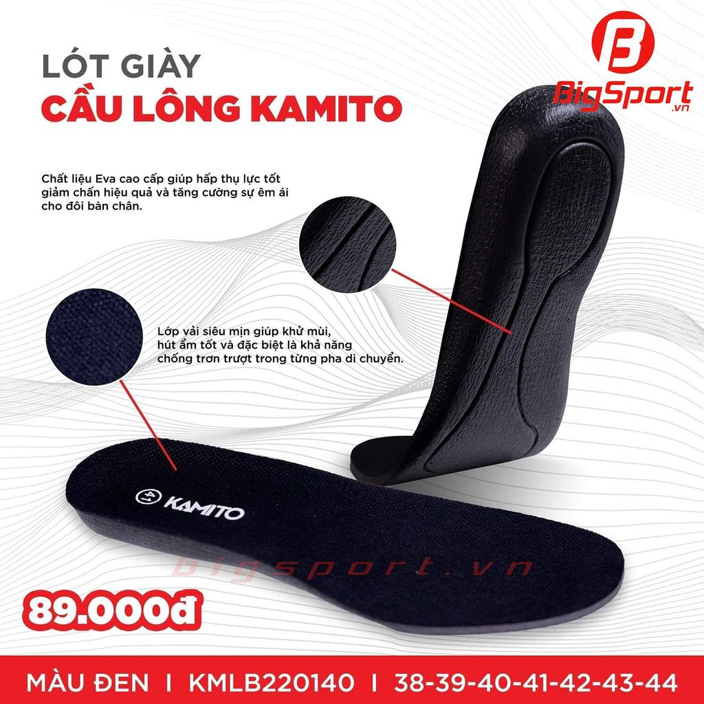 Lót giày cầu lông Kamito KMLB220140 màu đen